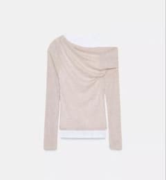 ZARA レイヤード風 長袖カットソー ベージュ Mのサムネイル
