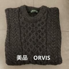 美品 ORVISアイルランド製 フィッシャーマンニット オービス ブラウン