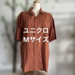 UNIQLO オープンカラーシャツ 半袖シャツ　Mサイズ オレンジのサムネイル