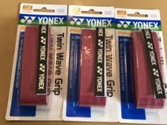 グリップテープ　ヨネックスYONEXツインウェーブグヒップ吸水性凸凹3本セット赤のサムネイル