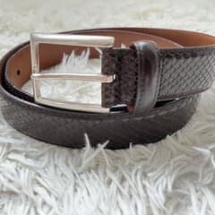 美品　ジョルジオアルマーニ レザーベルト パイソン型押し ブラウン　シルバー 美品 ジョルジオアルマーニ レザーベルト パイソン型押し