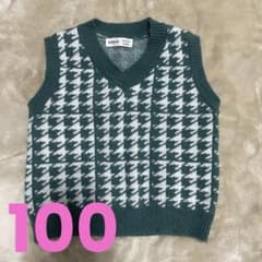 SHEIN 千鳥格子柄 ニットベスト 100のサムネイル
