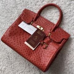 未使用品✨EAGLE JRA認定✨希少色✨オーストリッチ　ハンドバッグ　えんじ系 未使用品✨EAGLE JRA認定✨希少色✨オーストリッチ ハンドバッグ