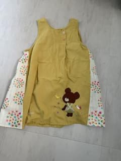 イエロー クマ刺繍 エプロンのサムネイル