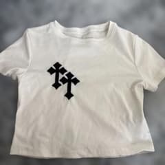 クロス刺繍 半袖 リブTシャツ ホワイトのサムネイル