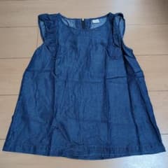 テチチ　デニムブルー フリル袖 ノースリーブシャツのサムネイル