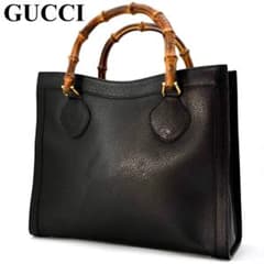 美品✨GUCCI グッチ ダイアナ バンブー トートバッグ レザー A4 黒