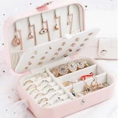 新品 ジュエリー ボックス 携帯用 レザー 収納 ピンクのサムネイル