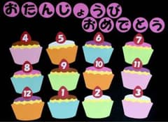 誕生表　カップケーキ　壁面飾り　保育のサムネイル