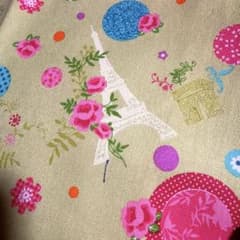 パリ柄の生地 ハンドメイド はぎれ ライトグリーン系 100×40センチのサムネイル