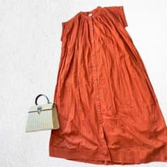 アーバンリサーチドアーズ　コットンボイルギャザーマキシワンピース オレンジのサムネイル