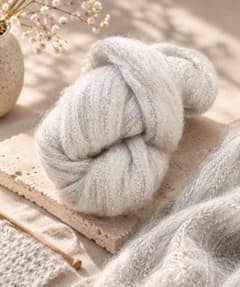 白ベース　モヘア調起毛糸 1かせのサムネイル