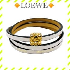 ロエベLOEWE ビンテージ バングル 革巻き 金 ゴールド 白　ホワイト ロエベLOEWE ビンテージ バングル 革巻き 金 ゴールド 白 ホワイト