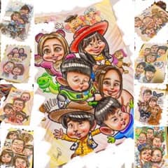 世界で1枚の手描きのオーダーメイド似顔絵☆大人数ok☆送別☆卒園式