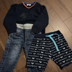 ARMANI BABY ニット デニム ハーフパンツ 3点セットのサムネイル