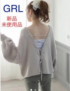 GRL バックレースアップショート丈ニットトップス　[an974a]のサムネイル