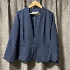 NATURAL BEAUTY BASIC ノーカラージャケット ネイビー Mのサムネイル