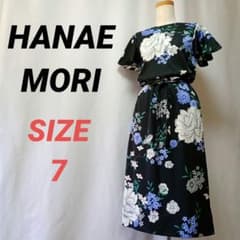 HANAE MORI ハナエモリ 森英恵 花柄ワンピース 黒 S - メルカリ