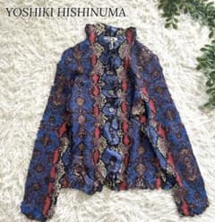 ヨシキヒシヌマ 立体プリーツ シワ加工 マルチカラーパイソン柄 総柄 