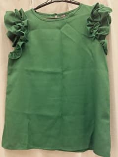 SHEIN フリルスリーブ ブラウス グリーン Sのサムネイル