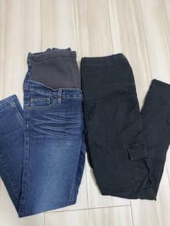 マタニティパンツ デニムとブラックのサムネイル