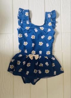 ミッフィー 花柄 フリル ワンピース 水着 ブルー110cmのサムネイル