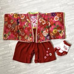 ひな祭り用花柄着物セット（靴下付き）【70】のサムネイル