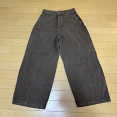 ハイウエスト ワイドデニムパンツ チャコールグレーのサムネイル