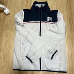 FILA ジップアップジャケット ホワイト/ネイビー - メルカリ