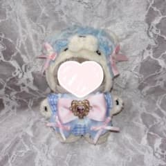 10-12cm ぬい服 スタイ ヘッドドレス ブルー×ピンク - メルカリ