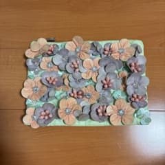 花柄装飾 薄緑 パーティーバッグのサムネイル
