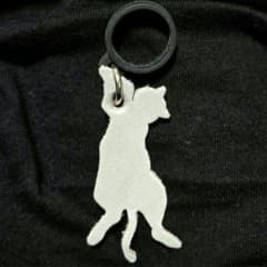 猫　Cat 目印 チャーム めじるし　グレー