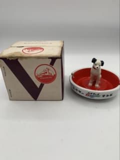 昭和レトロ】Victor ビクター犬 ニッパー 陶器製 灰皿 箱付き 当時物