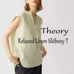 極美品 昨季2025S/S TheoryセオリーリネンブラウスシャツゆったりS 