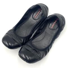 PRADA patent leather flat ballet shoes, black.