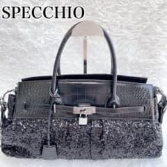 未使用級 SPECCHIO クロコ型押し 金具付きスパンコールバッグ - メルカリ