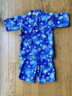 甚平 子供用 110サイズ カブトムシ柄 ブルー　男の子のサムネイル
