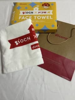 신품 ◆ OCN × 도코모 빛 ◆ 페이스 타올 ◆ 흰색 ◆ docomo ◆ 종이 봉투