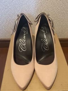 ゴールドベージュ リボン付きパンプスのサムネイル