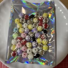 カラフル ドット柄 ビーズ ハンドメイド 50個セットビーズボールペン カスタムのサムネイル