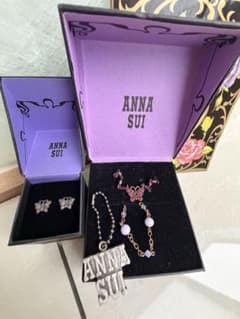 【ANNA SUI】 Necklace, Bracelet, Earrings, Keychain (4 items)