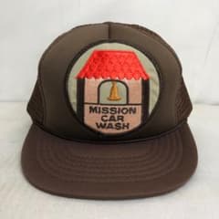 【USA古着】MISSION CAR WASH ワッペン メッシュキャップ 茶
