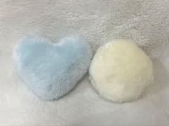 【ハンドメイド】ミニチュアクッション まる型 ハート型ふわふわ イエロー ブルーのサムネイル