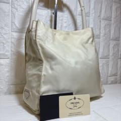 レア】PRADA トートバッグ 三角プレート ナイロン ベージュ ギャラ付