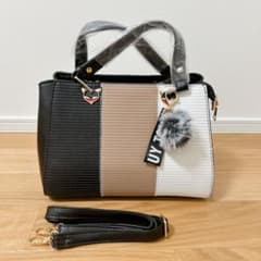 ★ショルダーバッグ レディース ハンドバック ブラック×ベージュ キツネ 上品