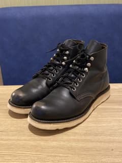 茶芯】四角犬タグ 8165 レッドウィングUS6.5D プレーントゥ ブラック