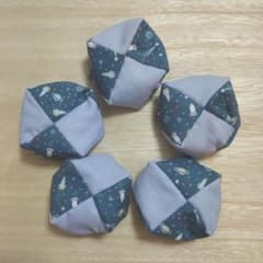 座布団型お手玉5個 紺×ブルーグレー 宇宙