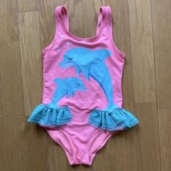 キッズ用 イルカ柄 ワンピース水着 ピンクのサムネイル