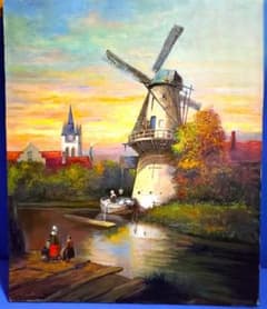 風車と家の油彩画 伊東熙寿作 油彩画 F25号 A-4 - メルカリ