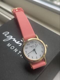 ソーラー稼働中】アニエスベー腕時計22㎜ピンクラバーベルト